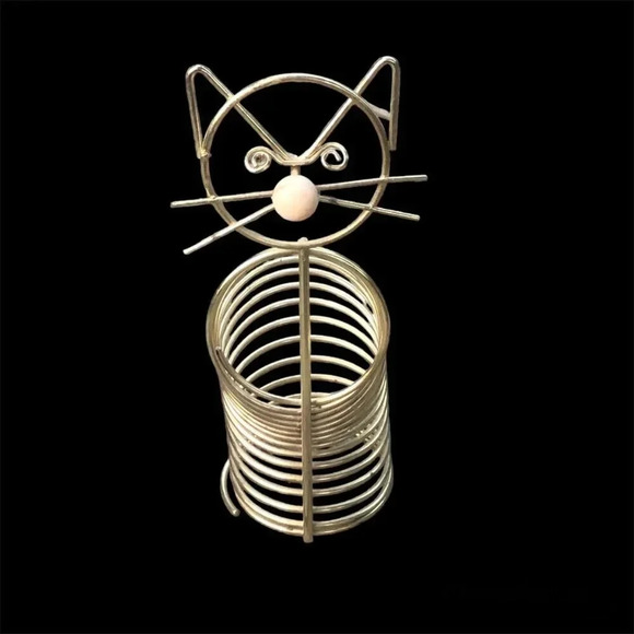 Mid Century Modern Industrial Gold Metal Cat Letter Holder Desk Accessory - Picture 6 of 6